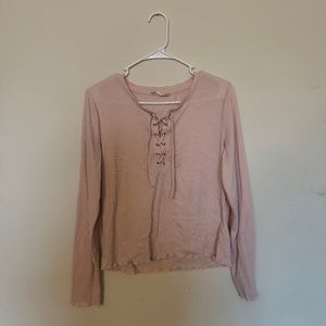 Junior's Pink Republic Lace-Up Top